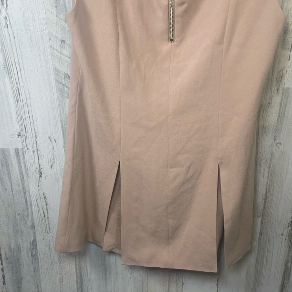 Chico’s Black Label Womens Size 0 US 4 Tan High Slit Crepe Tunic Blouse Top - Picture 7 of 8